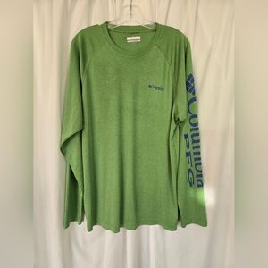 Columbia PFG Green Long Sleeve Tee with Blue Logo SIZE M